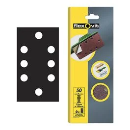 1/3 Sanding Sheets 93 x 185mm Quick Release Coarse 50g (6) by Flexovit – 63642526342