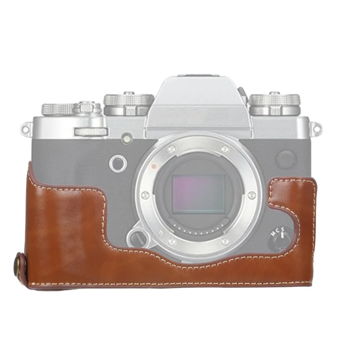 1/4 inch Thread PU Leather Camera Half Case Base for FUJIFILM X-T3/X-T2(Brown)