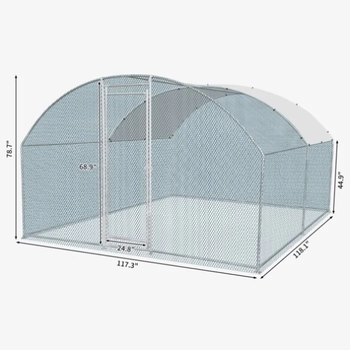 10 x 10 ft Large Metal Chicken Coop, Walk-in Poultry Cage Chicken Hen Run House with Waterproof 27105050