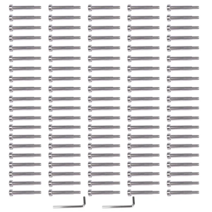 100Pcs Polished Stainless Steel Screw Fastener Kit Fits for 3/16 Inch Wire Rope Cables 25129886