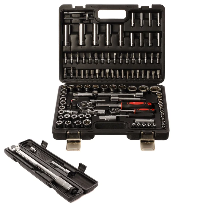 108 Piece 1/4″ & 1/2″ DR Socket Set, Torx & Torque Wrench
