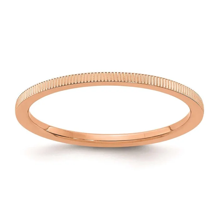 10K Rose Gold 1.2mm Line Pattern Stackable Band