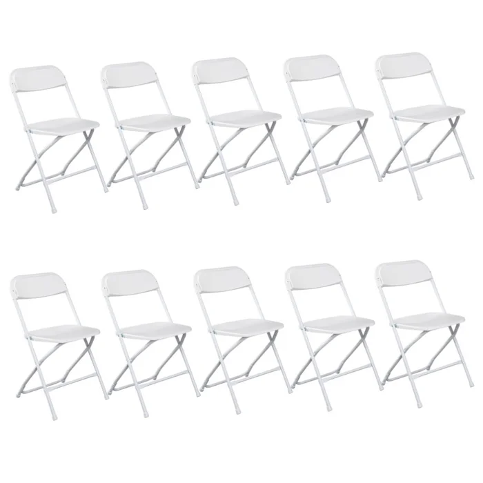 10pcs Injection Molding Classic Garden Plastic Folding Chair White 31981306