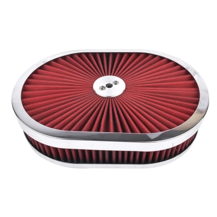 12″ x 2” Oval Air Cleaner Super Flow Washable Element Red for Chevy Ford Classic 5-1/8 Carb Neck 4 74243879