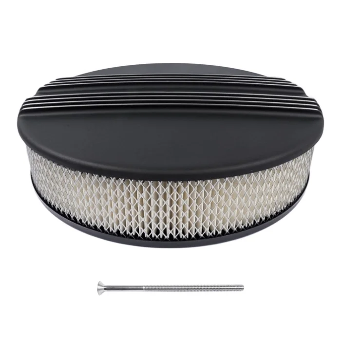 14″ x 3″ Half Finned Aluminum Air Cleaner With Recessed Base and Paper Element Black 88624488
