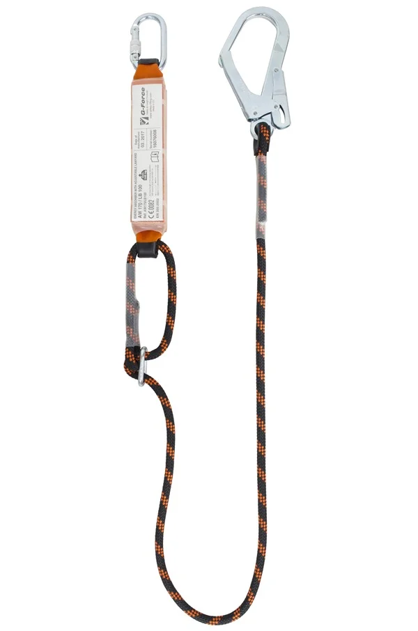 140kg 2mtr Adjustable Shock Absorbing Lanyard c/w Scaffold Hook