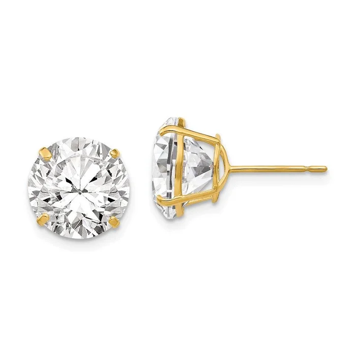 14k 10mm Round CZ Post Earrings