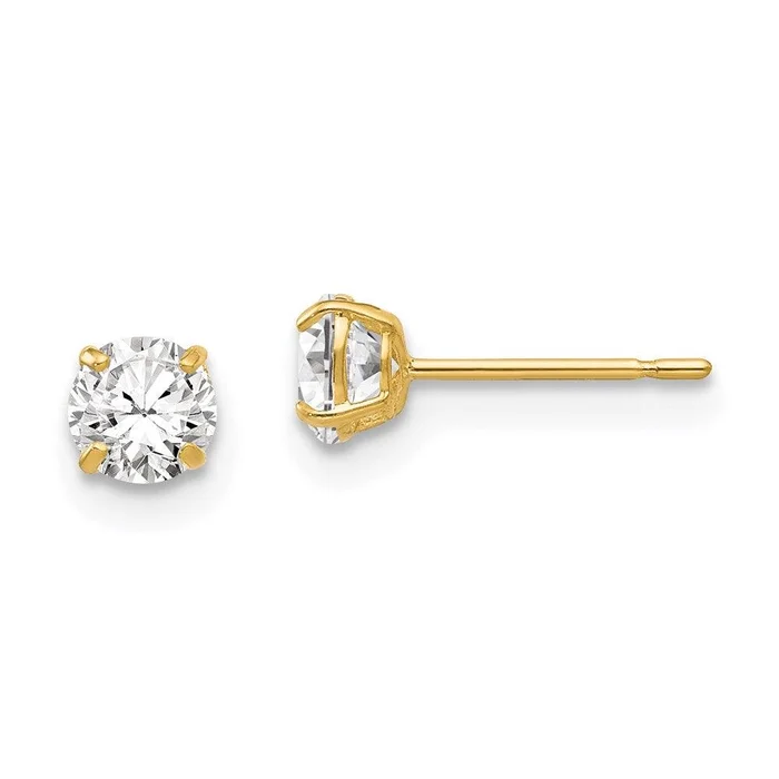 14k 4mm Round CZ Post Earrings