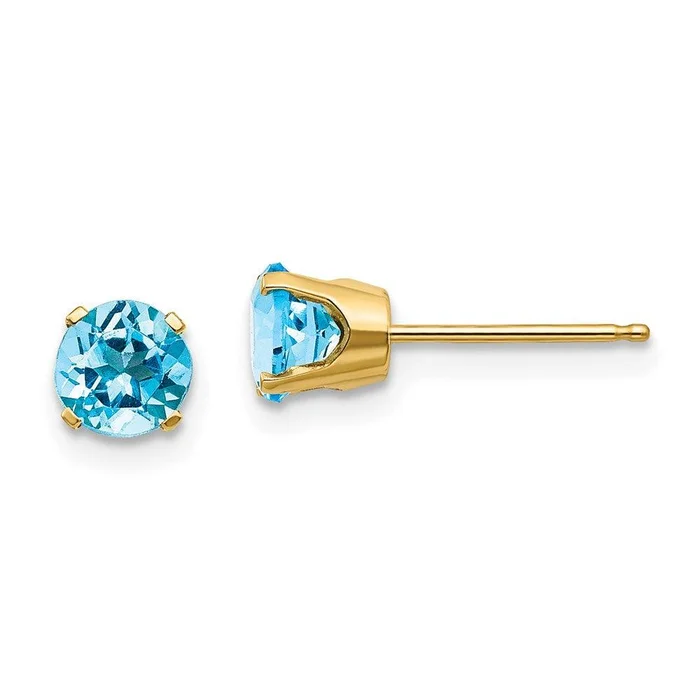 14k 5mm Blue Topaz Earrings – December