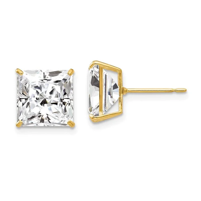 14k 9mm Square CZ Post Earrings