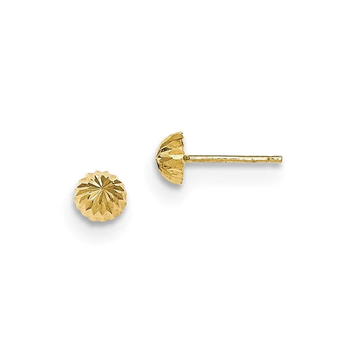 14k Gold Diamond-cut 5mm Domed Post Earrings