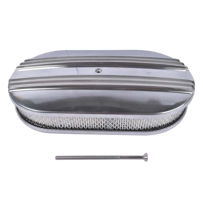 15″ Oval Half Finned Polished Aluminum Air Cleaner Filter Fits for Chevy Ford Mopar SBC BBC 350 24596403