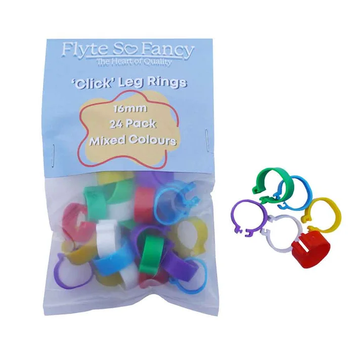 16mm Click Leg Rings for Poultry, pack 24