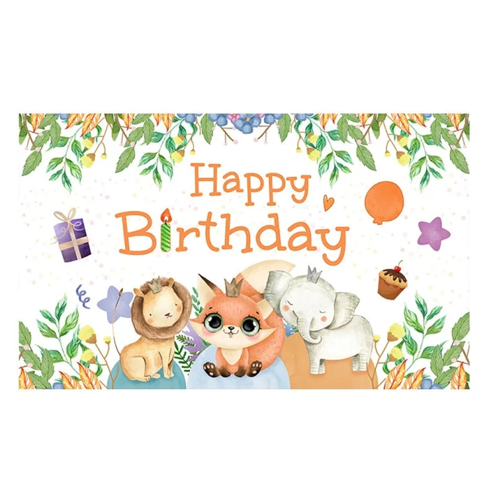 180x90cm Animal Birthday Theme Backdrop Cloth Party Decoration(2023SRB91)