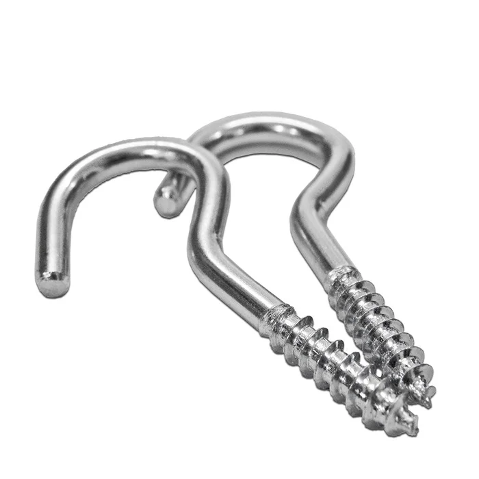2.5in (60mm) Screw-in Bright Zinc Hooks, pack 5