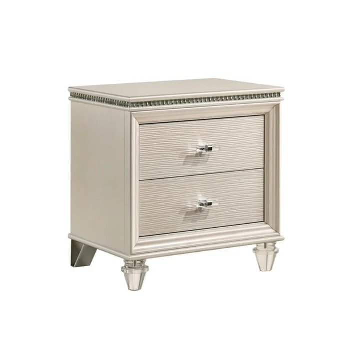 2 Drawers Nightstand with Acrylic Legs, Pearl White GL-B016P252233
