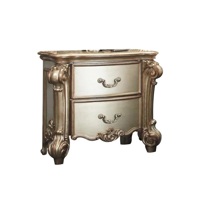 2 Drawers Wooden Nightstand in Gold Patina Finish GL-B016P253224