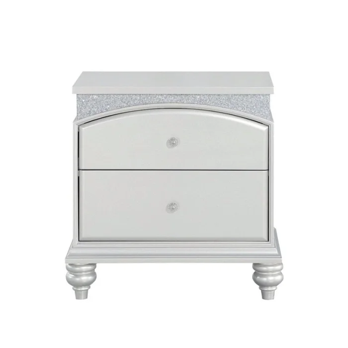 2 Drawers Wooden Nightstand in Platinum Finish GL-B016P256133