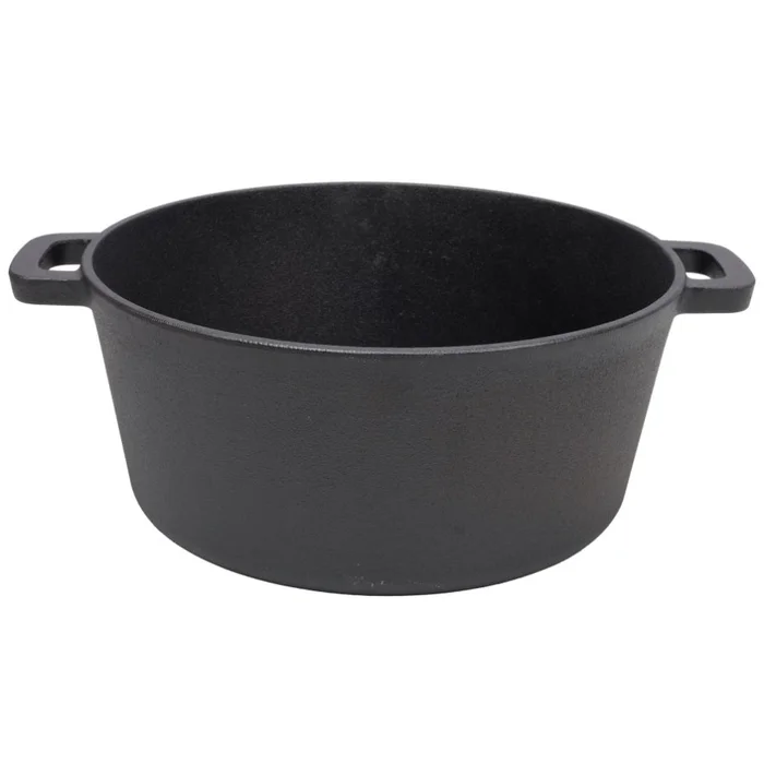2 in 1 Pre-Seasoned Cast Iron Dutch Oven With Dual Handles, Outdoor Camping Deep Pot for Camping 04435984