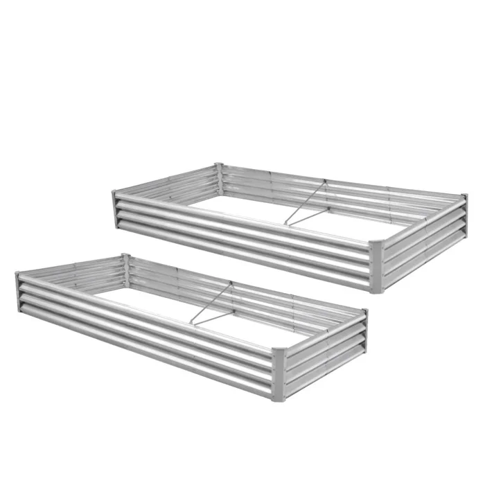 2 Pcs 8×4×1ft Galvanized Raised Garden Bed, Metal Outdoor Planter Box, Rectangular Garden Bed for 28680578