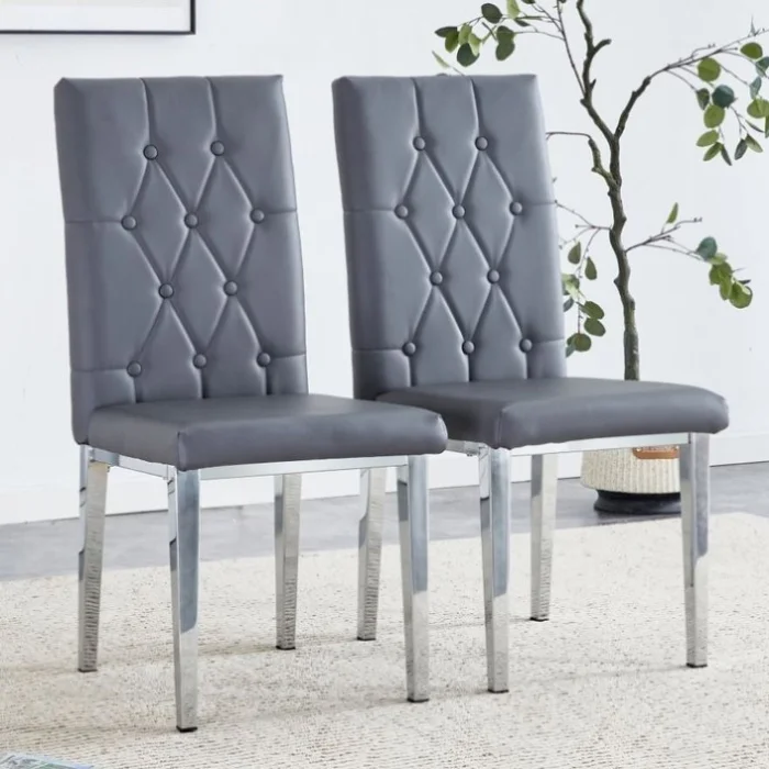 2 piece set of gray armless dining chairs brings a touch of elegance and mystery to the dining area GL-W1151132026