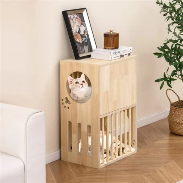 2-tier Wooden Cat Condo with Cushions 55000630