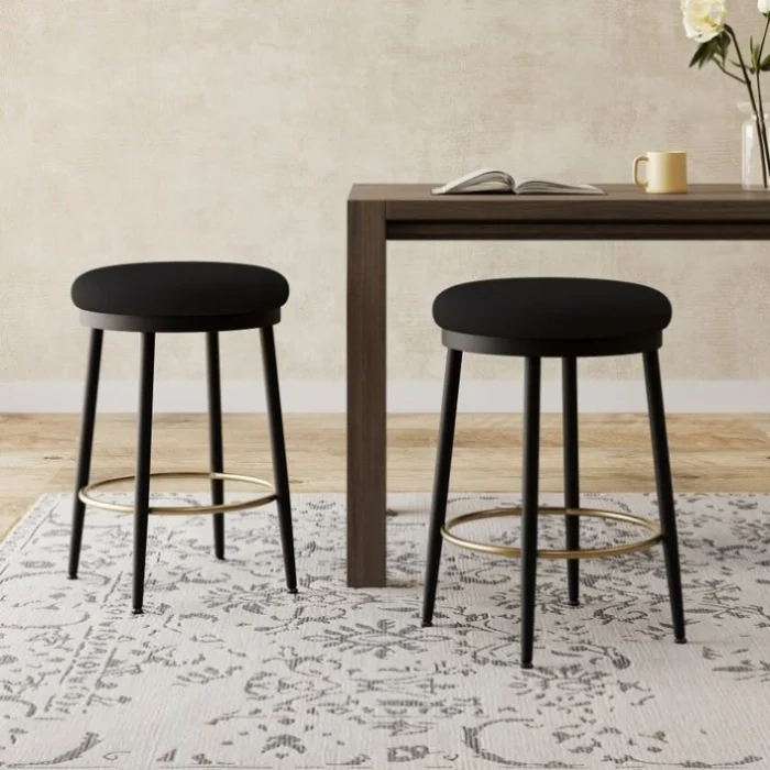 24.75” Modern Counter Stools Set of 2,Black Counter Stools with iron Frame,Sponge GL-N780P189729B