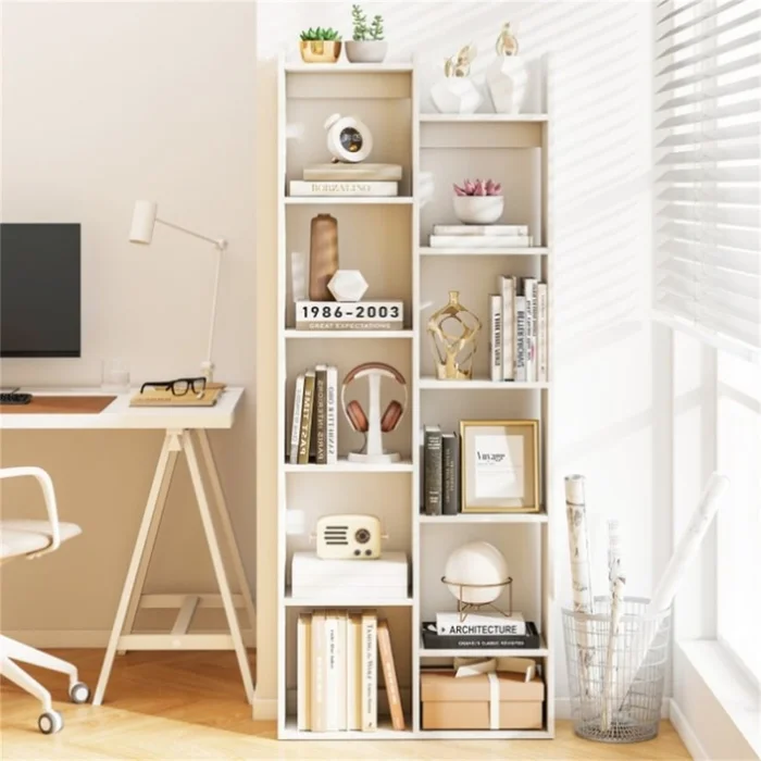 ﻿ 25.5″ x 8″ x 64″ Wooden Bookcase with Anti-Tipping Kits – White 07927877