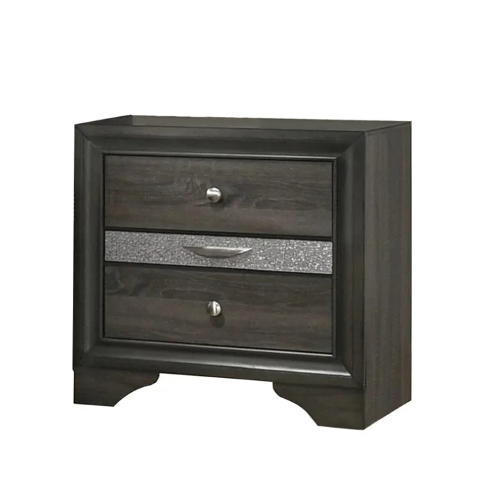 3 Drawers Wooden Nightstand with Nickel Round Knobs, Gray GL-B016P251549
