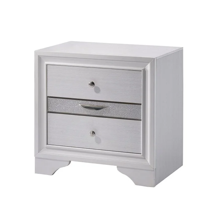 3 Drawers Wooden Nightstand with Nickel Round Knobs, White GL-B016P251556