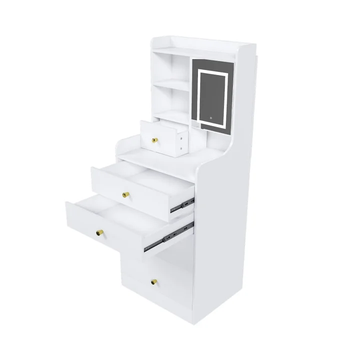 3-in-1 Dressing Table with LED Mirror & Stool – Compact Makeup Vanity with 4 Drawers, 55391704