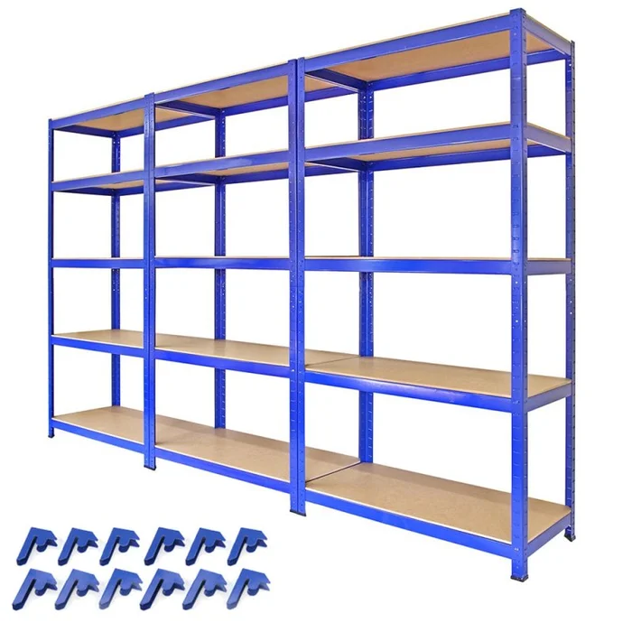 3 x T-Rax Heavy Duty Racking Units 90cm Garage Shed Greenhouse Shelves Metal Utility Racks Steel Storage Shelving Blue Bays 4200kg