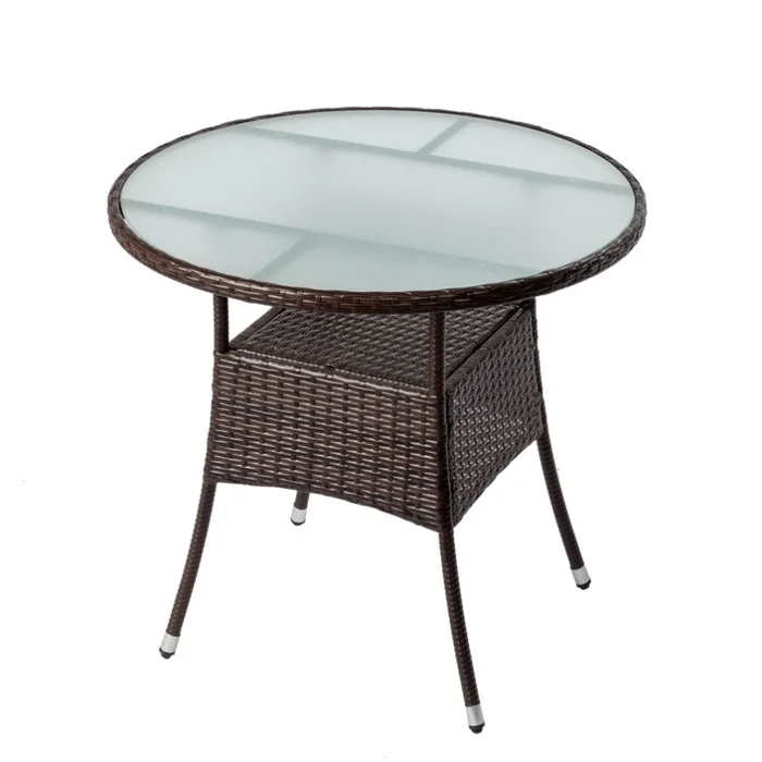 31.5″ Patio Table for 4-Person, Outdoor Patio Wicker Round Table, All-Weather Rattan Bistro 50420156