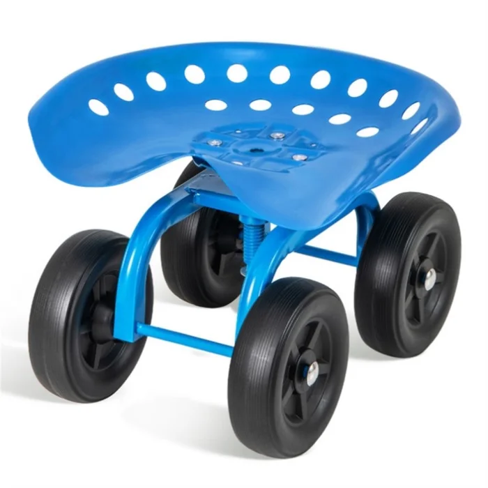 360° Garden Rolling Workseat with Swivel Seat and Adjustable Height-Blue 71600840