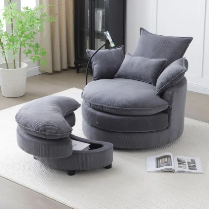 360° Swivel Accent Barrel Chair Modern Comfy Round Reading Sofa Swivel Chairs Circle Lounge Chair GL-W1117P236582