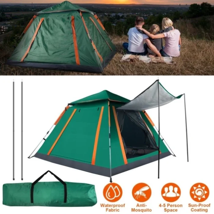 4-5 Person Pop-Up Camping Tent, Instant Setup Family Tent with 2 Mosquito Nets Windows, Portable for 22640167