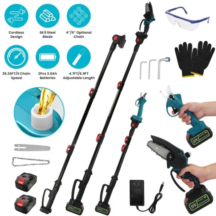 4-in-1 Pole Pruning Shears, Electric Pruning Shears & pole saws for tree trimming with 7 adjustable 14184232
