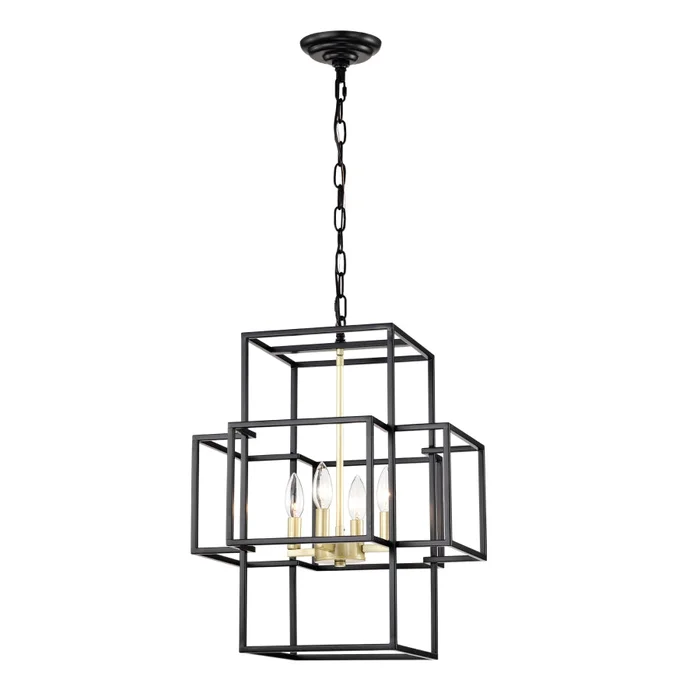 4-Light Metal Lantern Tiered Pendant Hanging Light Fixtures, Industrial Farmhouse Adjustable Height GL-W1592P247685