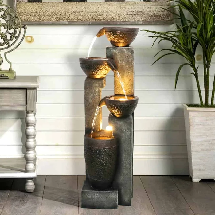 4-Tier Pots Outdoor Water Fountain for Garden – Outdoor Water Fountain for Yard, Floor Patio, Backyard and Home Art Decor