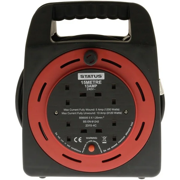 4 Way Cassette Cable Reel – Red – 15m