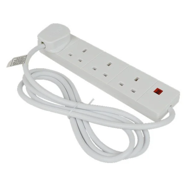 4 Way Extension Socket with Indicator – White – 2m