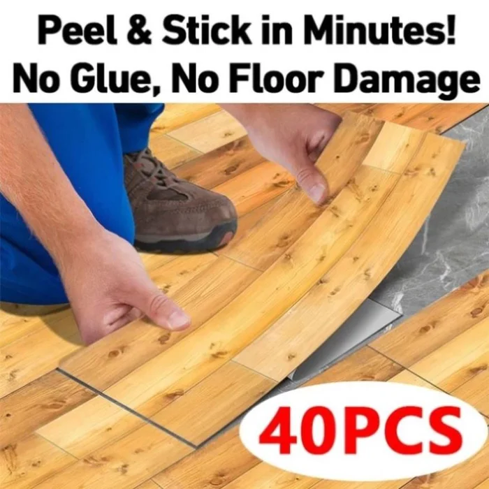 40 Pcs Grain Self-Adhesive Non-Slip Floor Stickers, Durable PVC Peel-And-Stick Waterproof And 06658286