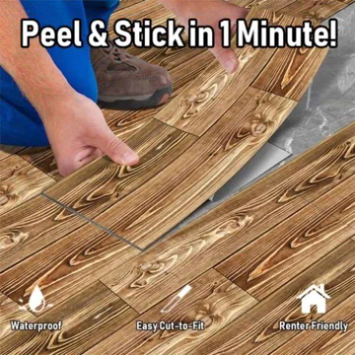 40 Pcs Wood Grain Peel And Stick Floor stickers Non-Slip Self-Adhesive Floor Stickers, Waterproof 10905611