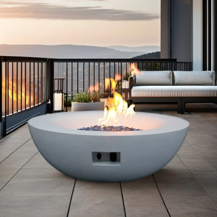 42 Inch Outdoor Concrete Propane gas Fire Pit bowl in Antique white color GL-W2620P182362
