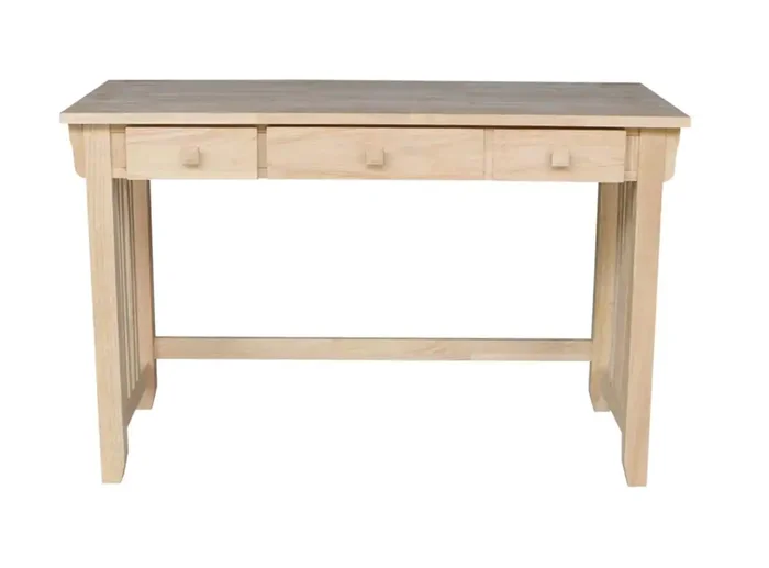 48 in. Rectangular Unfinished 2 Drawer Writing Desk with Solid Wood Material
