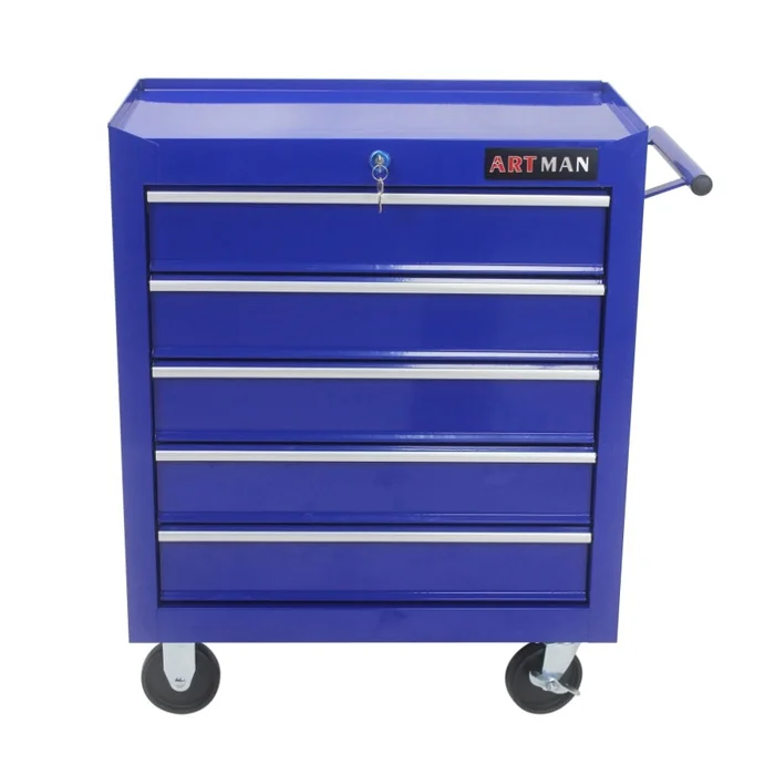 5 Drawer Tool Chest, Tool Storage Cabinet for Garage Storage with 4 Wheels and Locking System, BLUE GL-W1102107323
