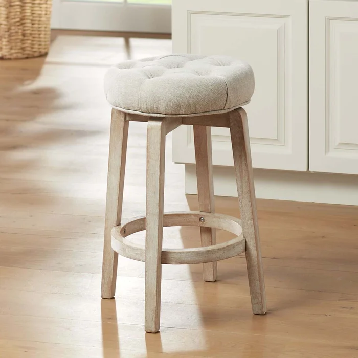 55 Downing Street Shelby Tufted White Wash Counter Stool