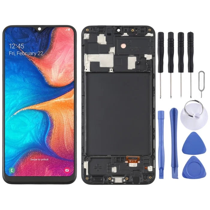6.36 inch OLED LCD Screen for Samsung Galaxy A20 SM-A205 Digitizer Full Assembly with Frame (Black)
