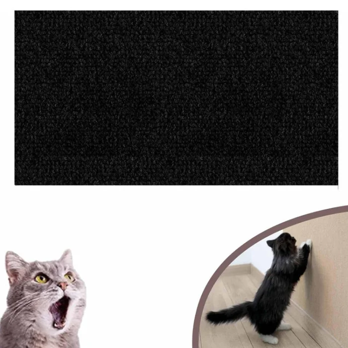 60 x 100cm Trimmable Self-Adhesive Cat Scratching Mat DIY Climbing Cat Scratcher(Black)