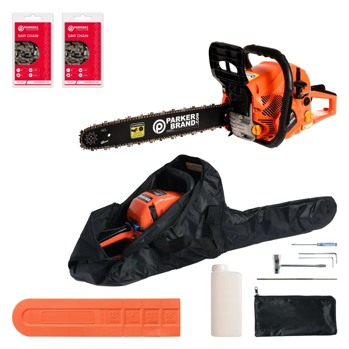 62cc 18″ Petrol Chainsaw + 2 x Chains + More